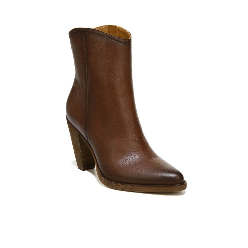 Zodiac Darrah Boots Women's 9.5 Cognac Leather Block Heel Western Bootie LION678